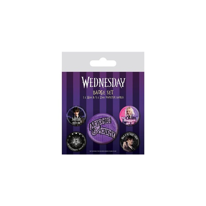 Pack 5 Badges Mercredi Nevermore
