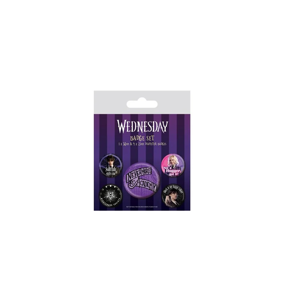 Pack 5 Badges Mercredi Nevermore