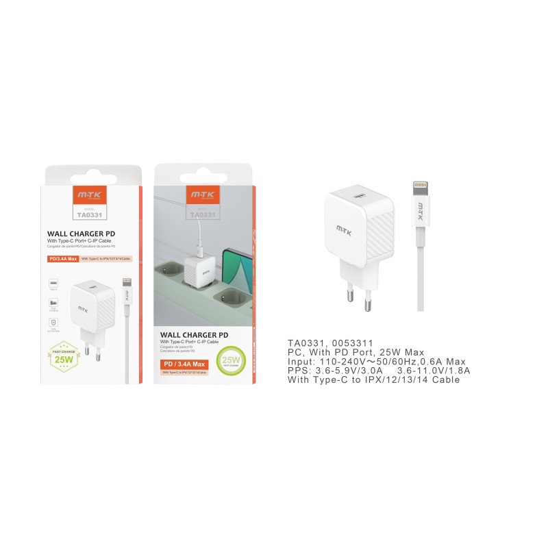 Chargeur Cable + Secteur Type C Pour Iphone 25w