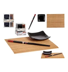 Set 6 Pièces De Sushi En Bambou Noir Et Céramique