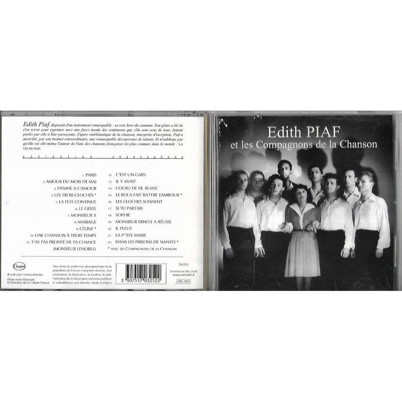 CD Edith Piaf les compagnons de la chanson