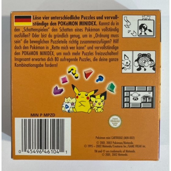 Nintendo Pokémon Mini Puzzle Collection NOE Cib
