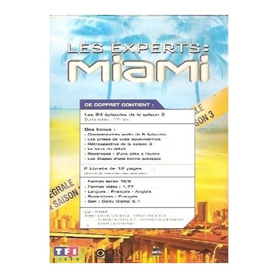 Coffret DVD Les Experts Miami Intégrale Saison 3