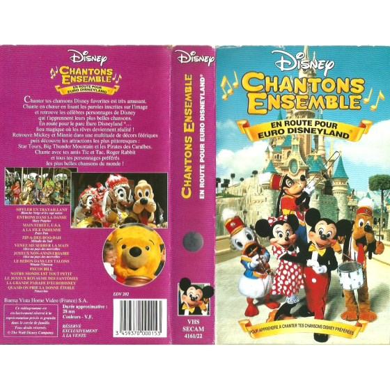 VHS Disney chantons ensemble en route pour euro Disneyland