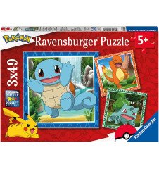 Pokemon Puzzle x3 Salamèche, Bulbizarre et Carapuce - 3 Puzzle 49P