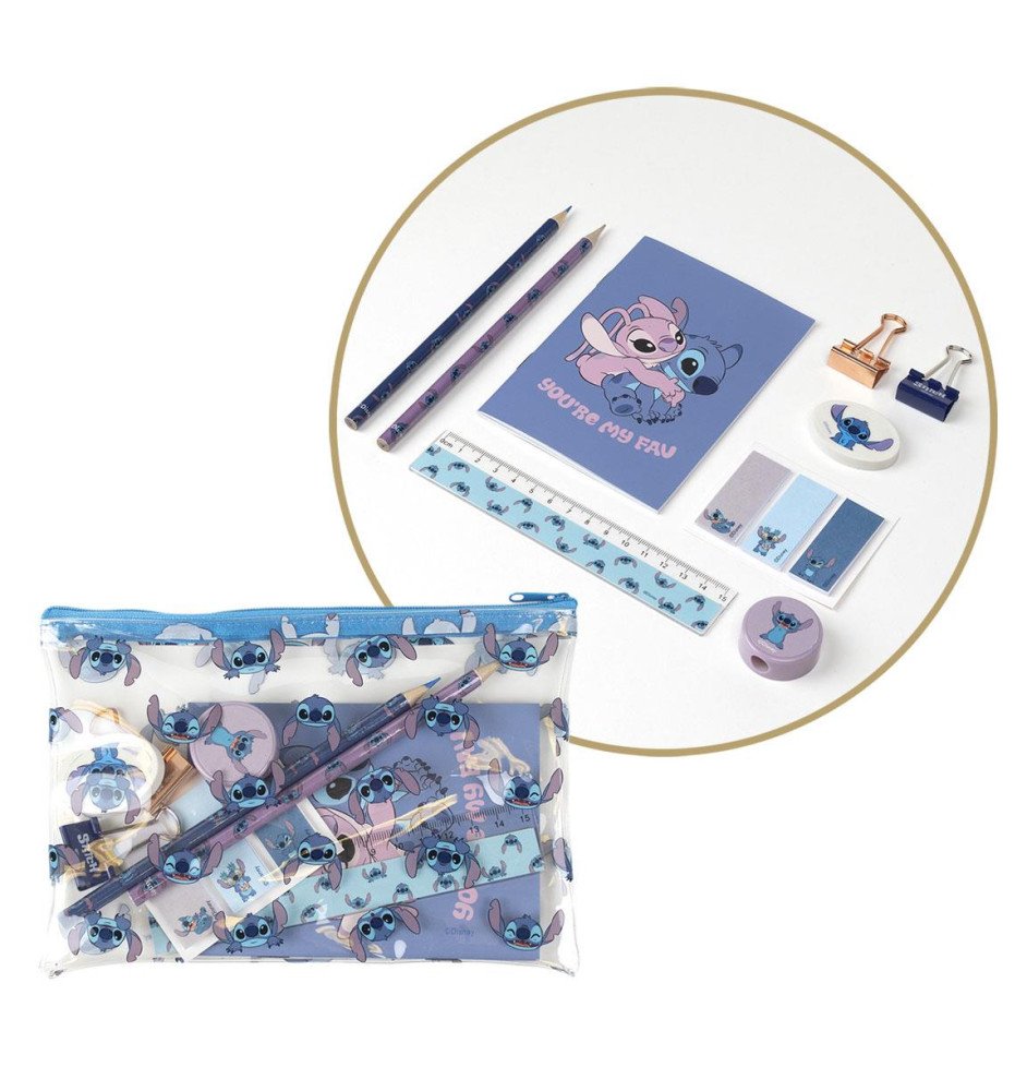 set Stitch et Angel You're My Fav - Set papeterie 12 Pc