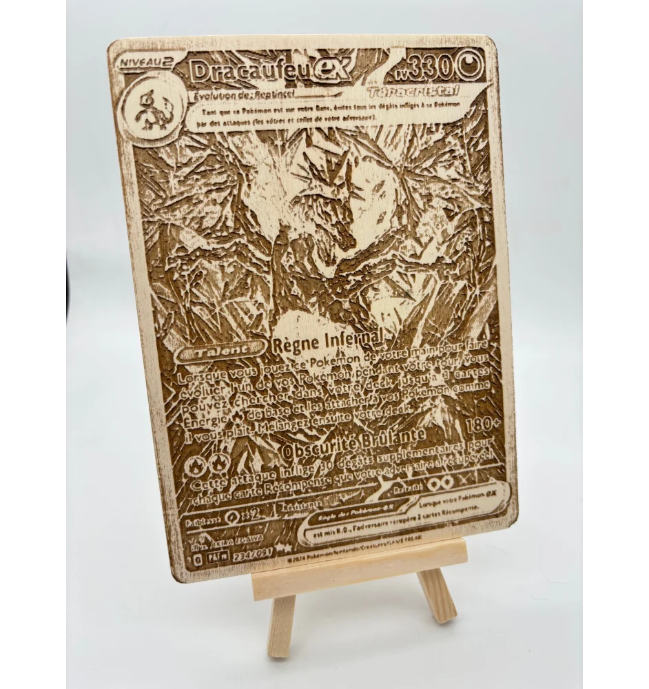 Gravure sur bois : Pokemon Dracaufeu EX teracristal