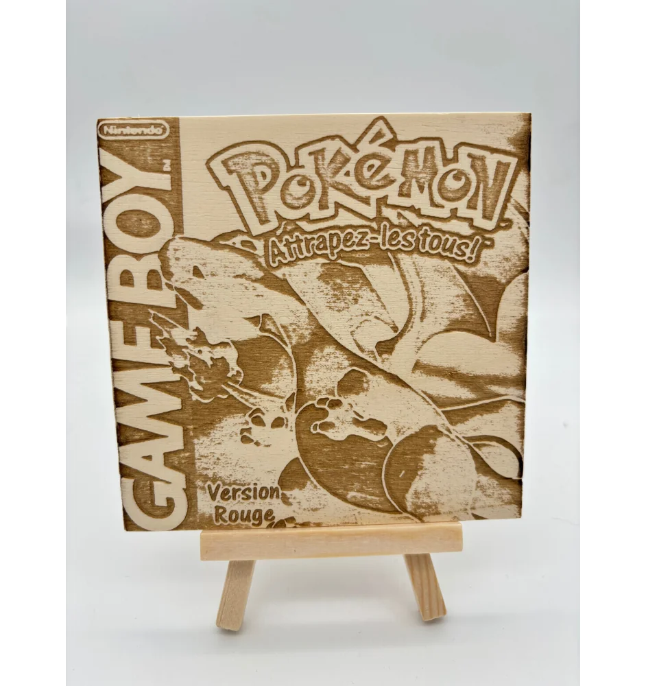 Gravure sur bois : GameBoy Pokemon version rouge