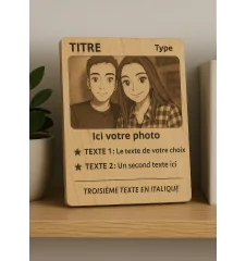 Carte personnalisée gravure sur bois