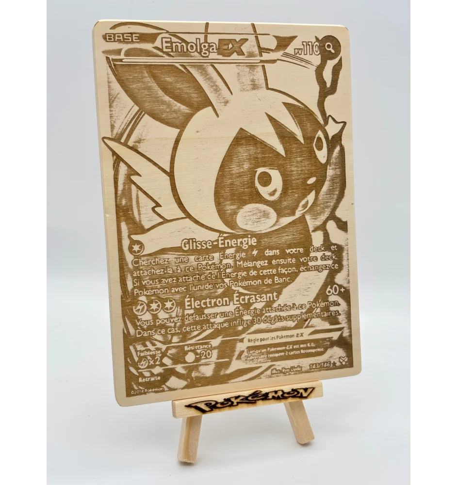 Gravure sur bois : Pokemon Emolga Ex 143/146