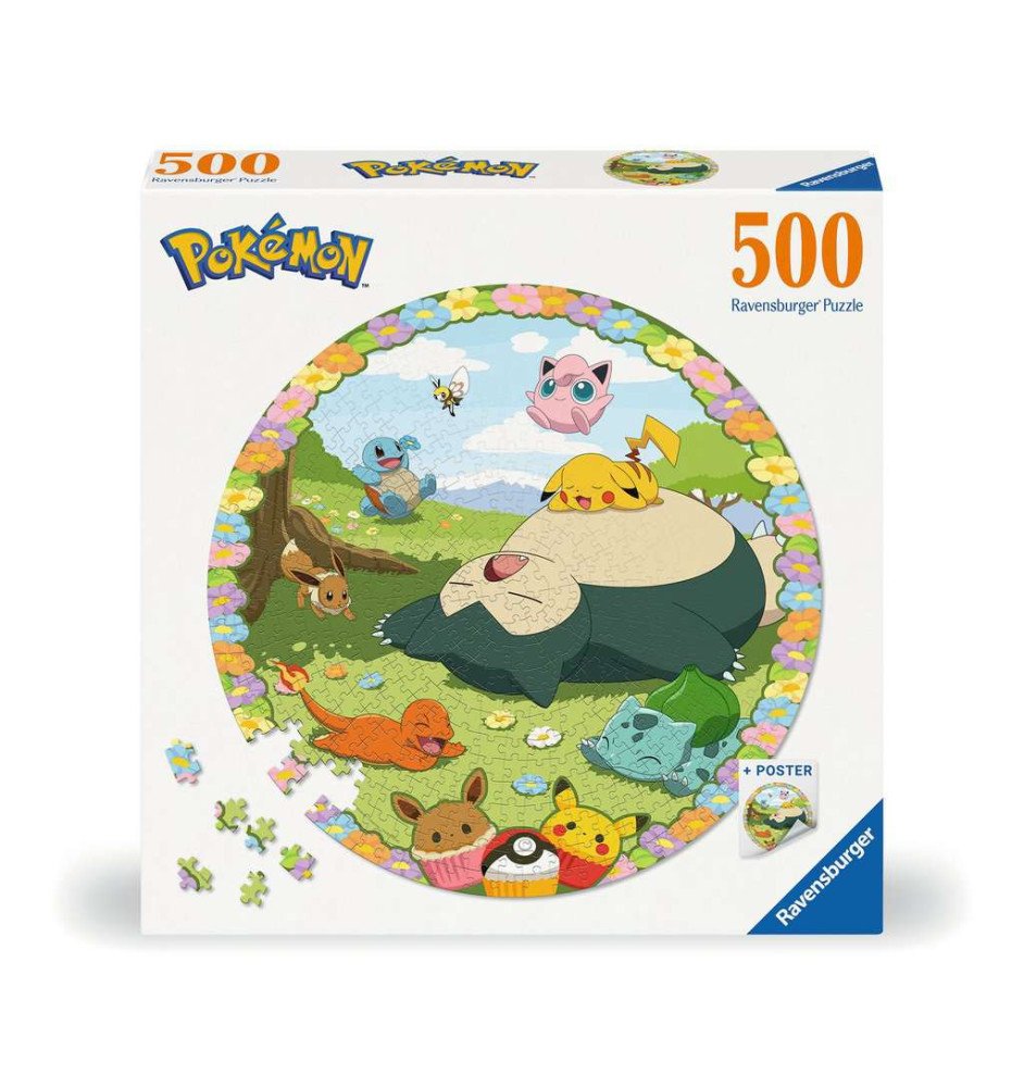 Pokemon Puzzle Rond 500p Pokemon en fleurs