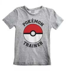 T-Shirt Pokemon Kids gris chiné entraineur 9/11 ans