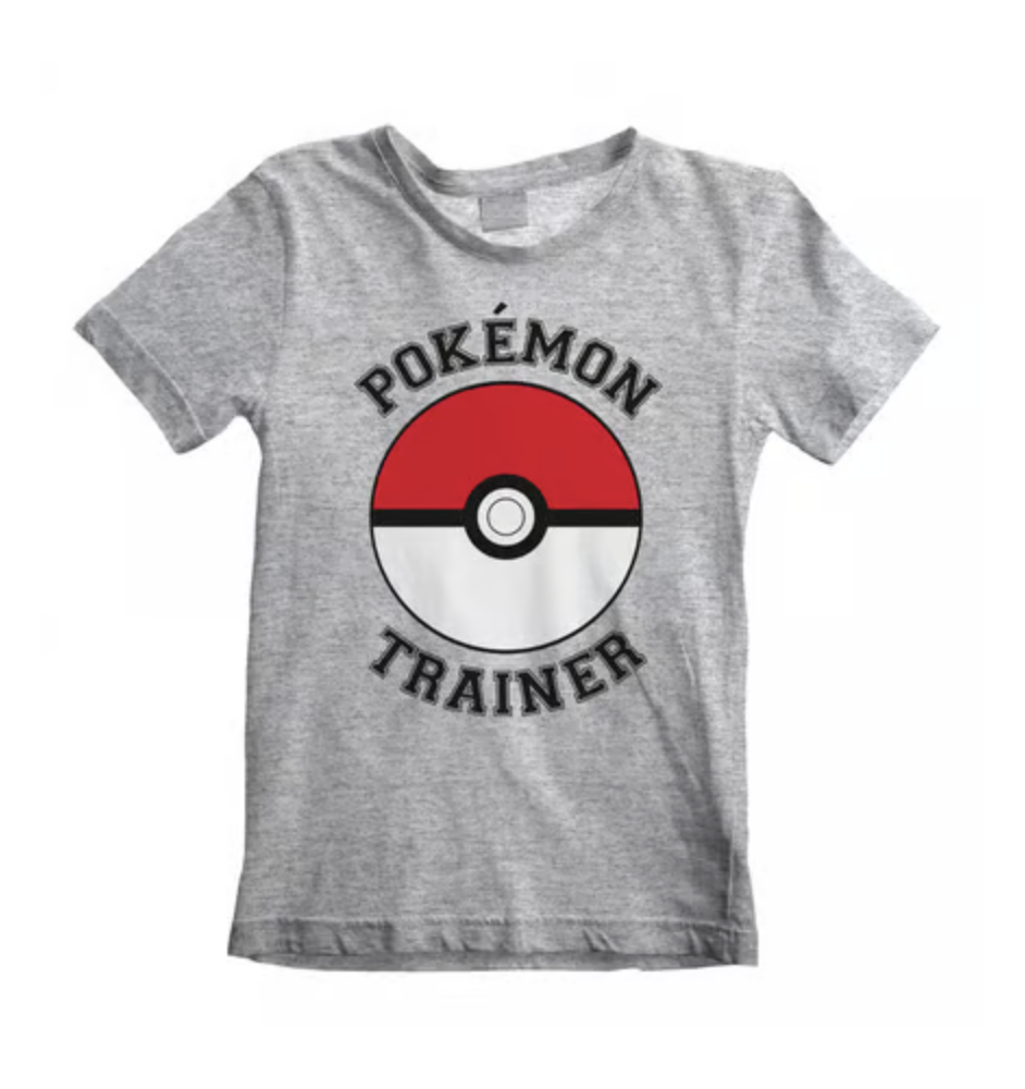 T-Shirt Pokemon Kids gris chiné entraineur 9/11 ans