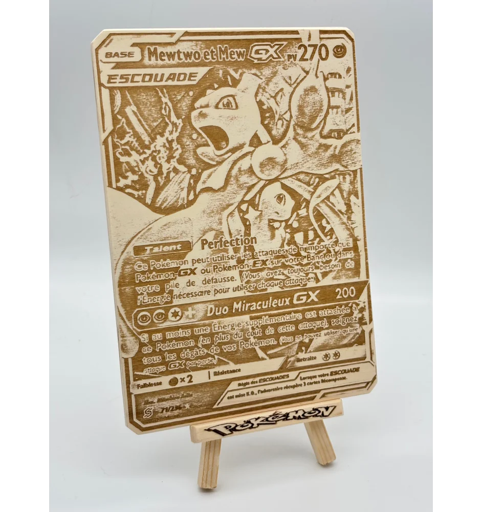 Gravure sur bois : Pokemon Mewtwo Et Mew Gx Escouade 71/236