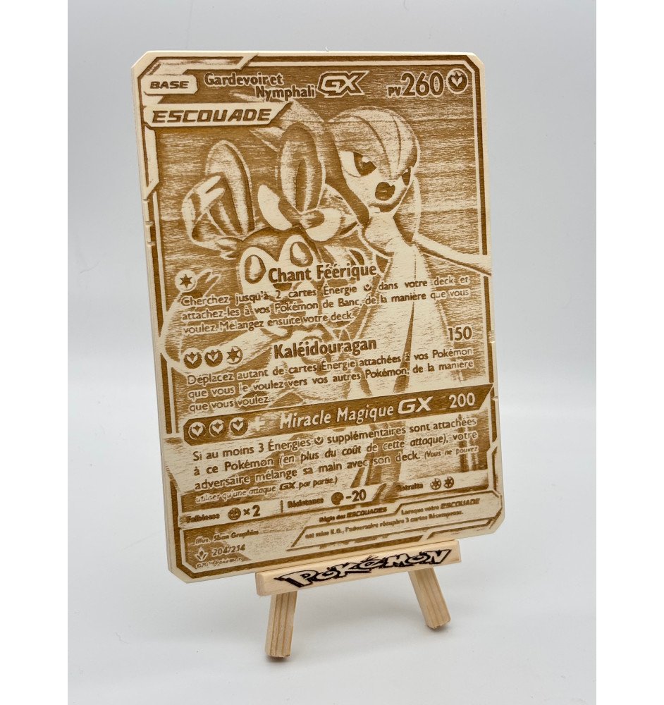 Gravure sur bois : Pokemon Gardevoir Et Nymphali Gx Escouade 204/214