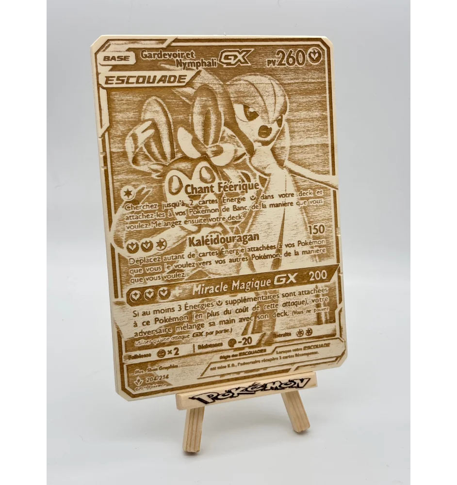 Gravure sur bois : Pokemon Gardevoir Et Nymphali Gx Escouade 204/214