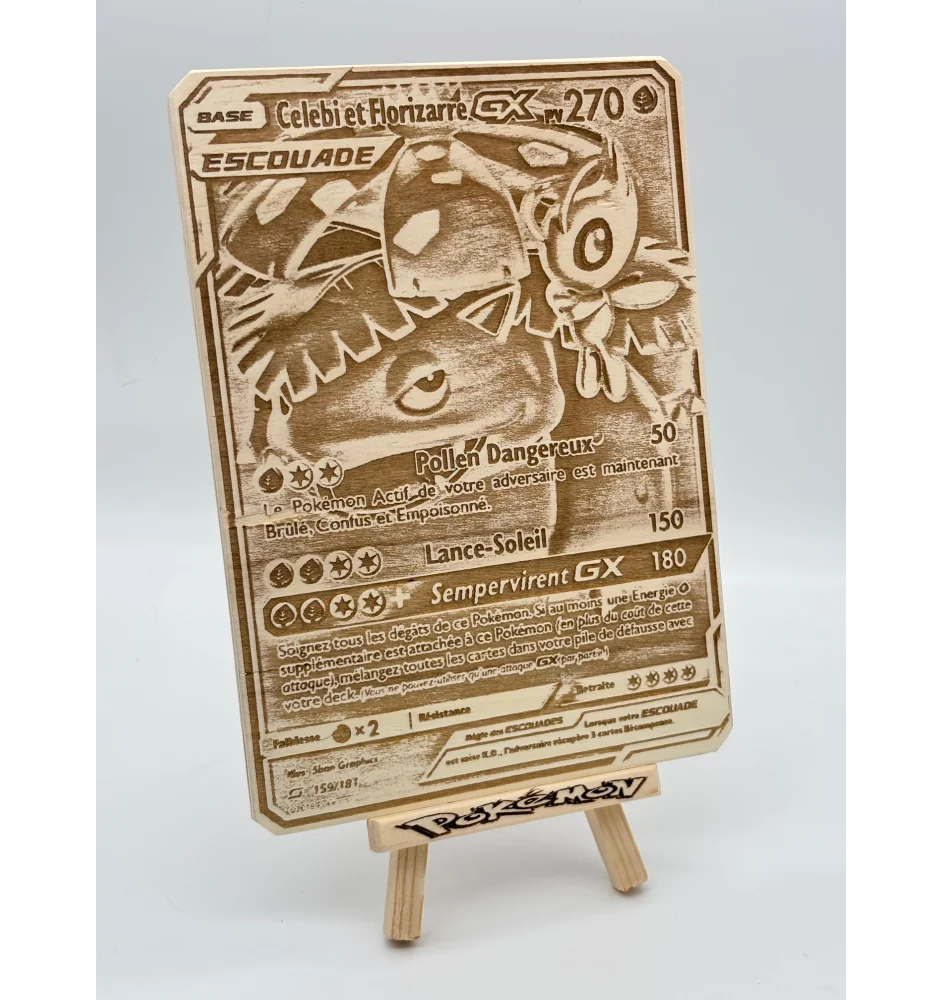 Gravure sur bois : Pokemon Celebi Et Florizarre Gx Escouade 159/181