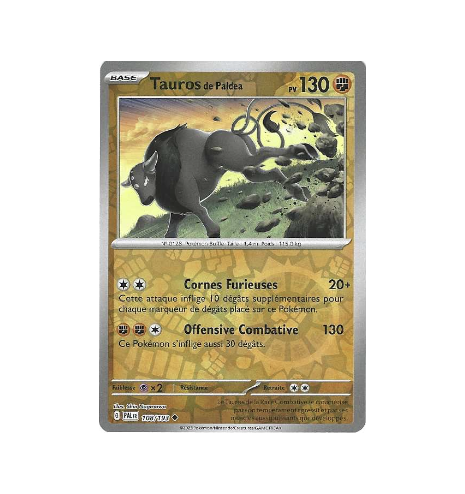 Tauros De Paldéa 108/193 Reverse