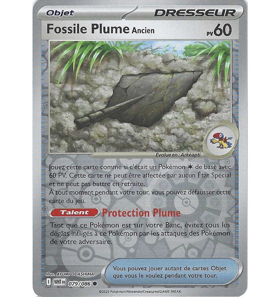 Dresseur Fossile Plume Ancien 079/086 Reverse