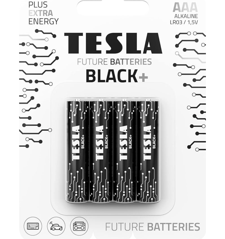 Piles AAA Tesla Alcaline LR03 Black+