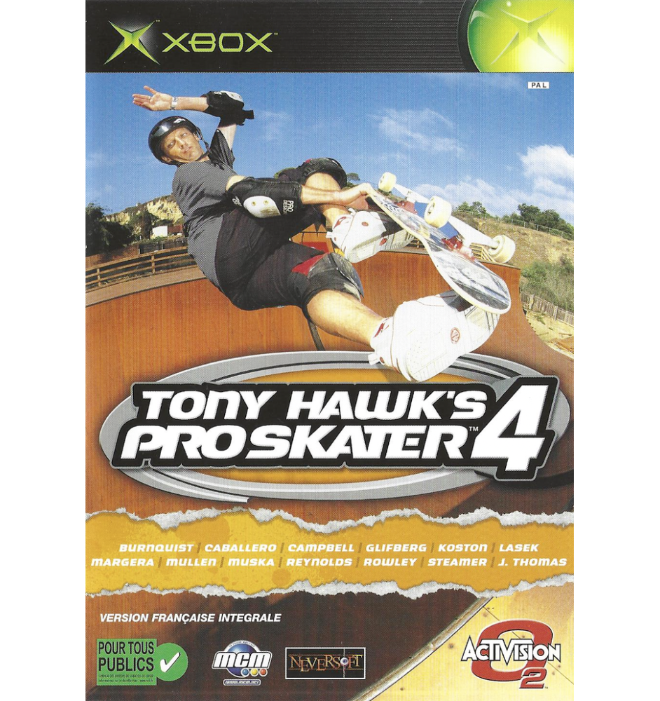 Xbox 1ere Tony Hawk's Pro Skater 4 Sn