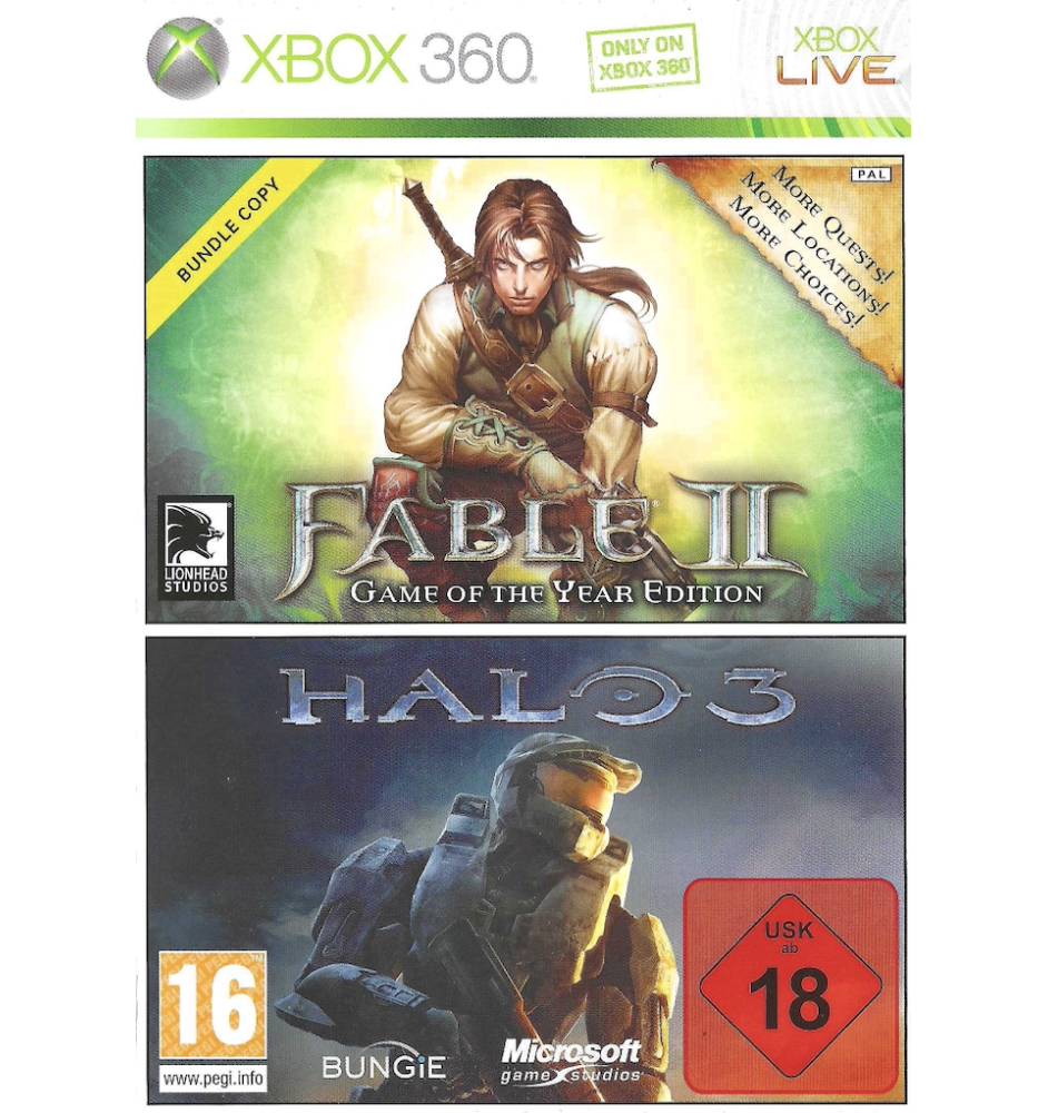 Xbox 360 Fable 2 / Halo 3 Bundle Copy Cib