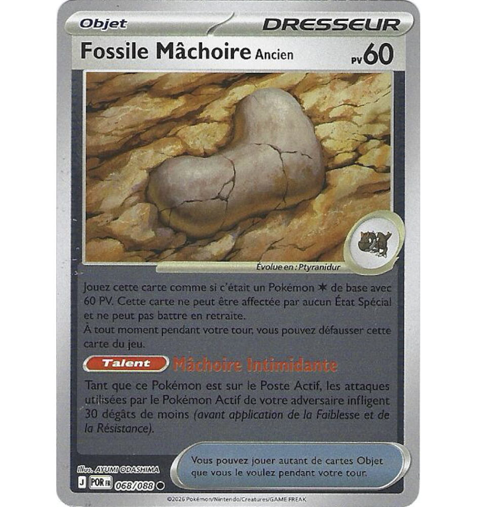 Dresseur Fossile Machoire Ancien 068/088 Reverse POR Equilibre Parfait