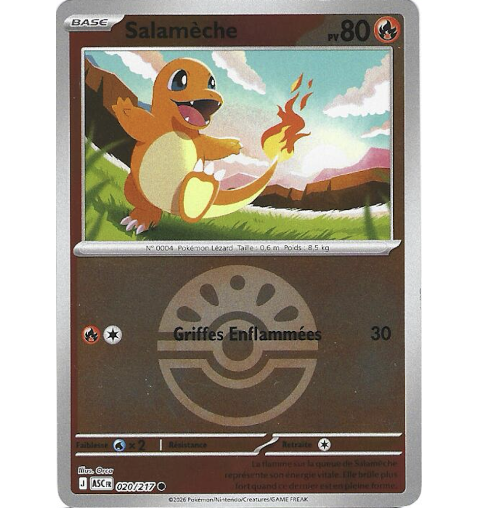 Salamèche 020/217 Reverse Pokéball ASC Héros Transcendants
