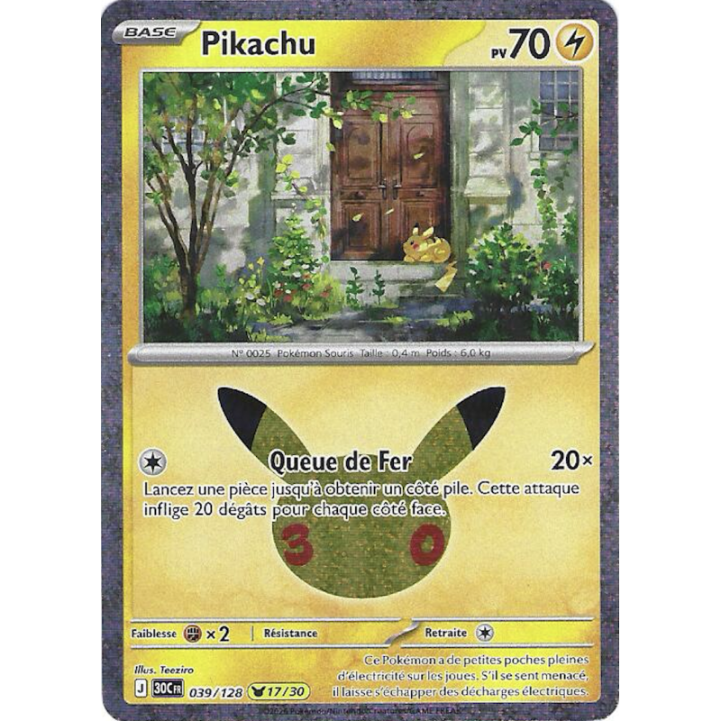 Pikachu 039/128 Cosmo Holo 30C 30ans