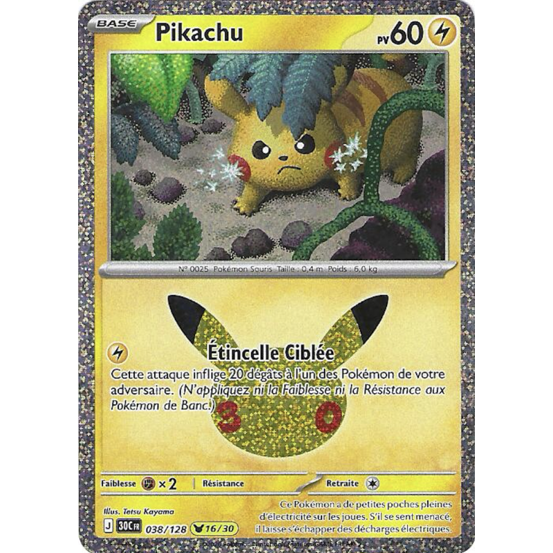 Pikachu 038/128 Cosmo Holo 30C 30ans