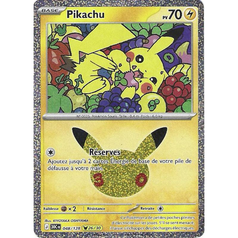 Pikachu 048/128 Cosmo Holo 30C 30ans