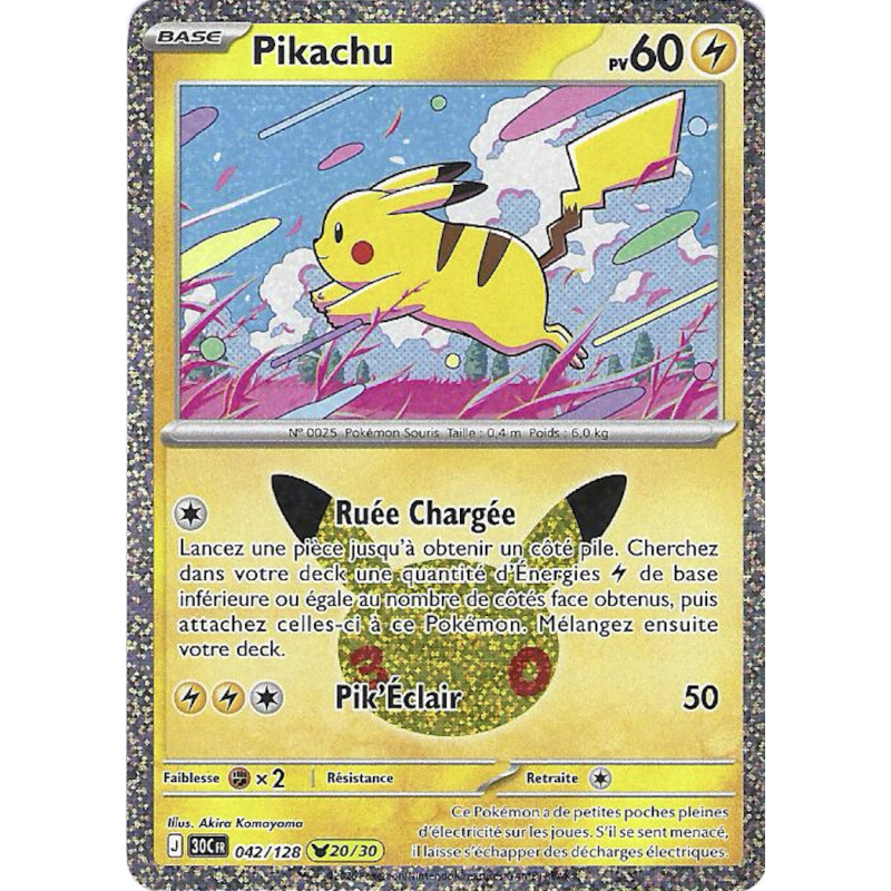 Pikachu 042/128 Cosmo Holo 30C 30ans
