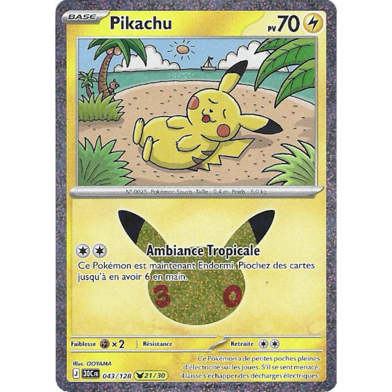Pikachu 043/128 Cosmo Holo 30C 30ans