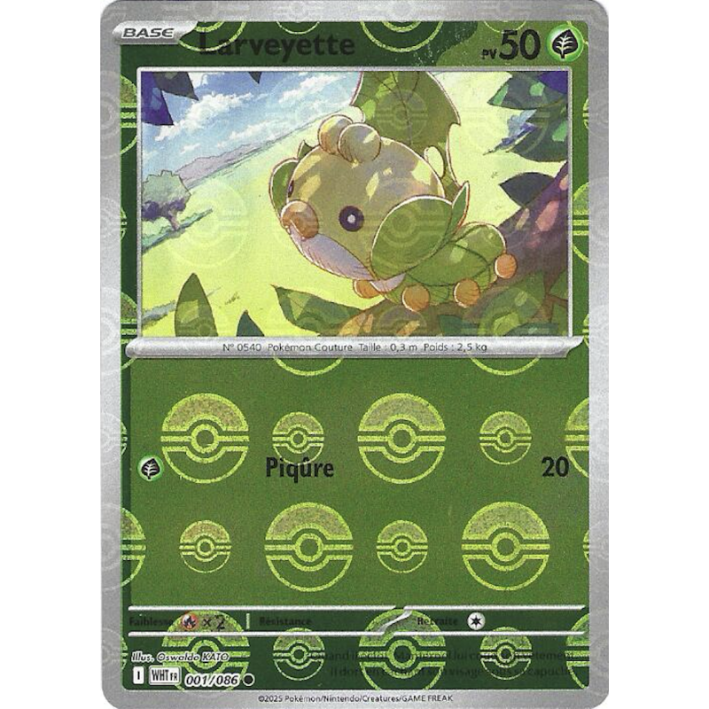 Larveyette 001/086 Pokeball WHT Flamme Blanche