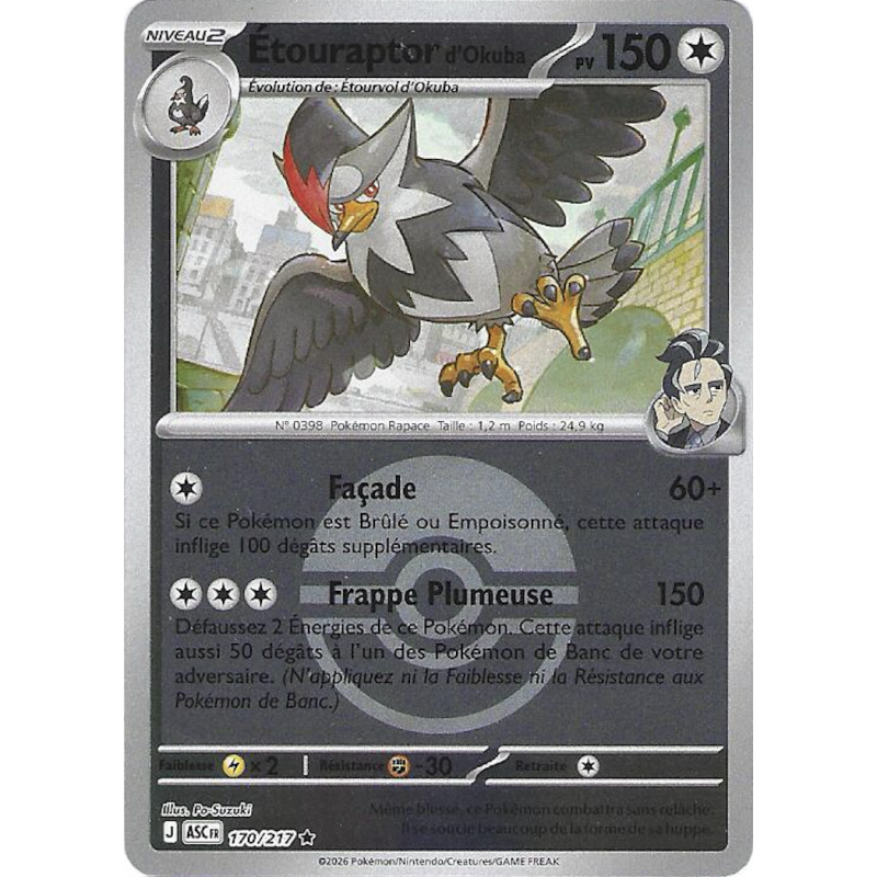 Etouraptor d'Okuba 170/217 Reverse Pokéball ASC Héros Transcendants