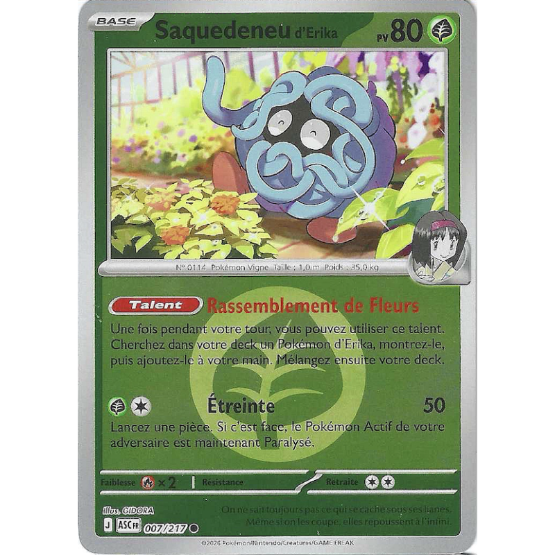 Saquedeneu d'Erika 007/217 Reverse Type ASC Héros Transcendants