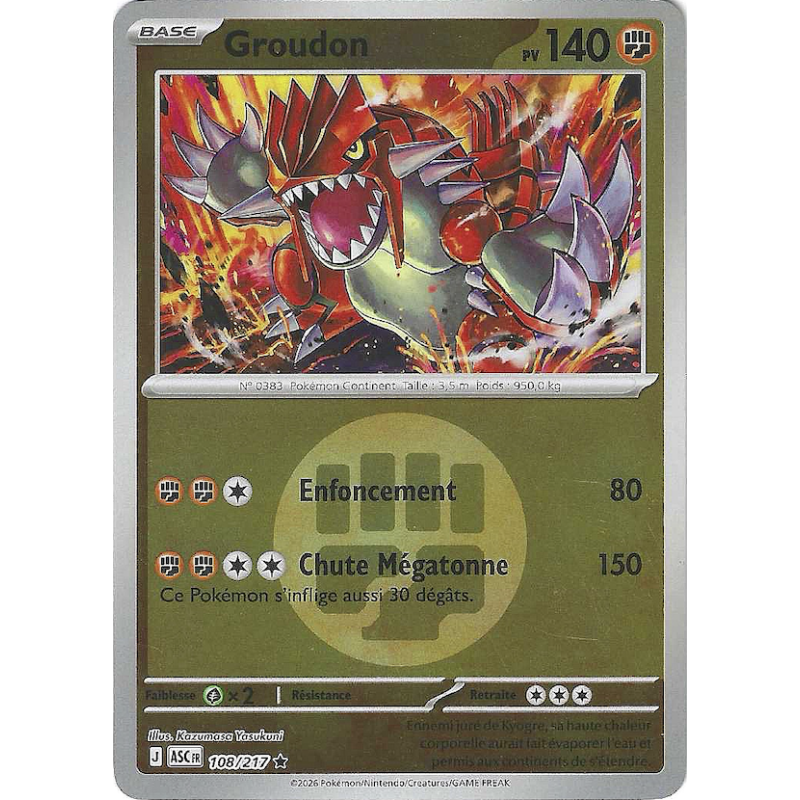 Groudon 108/217 Reverse Type ASC Héros Transcendants