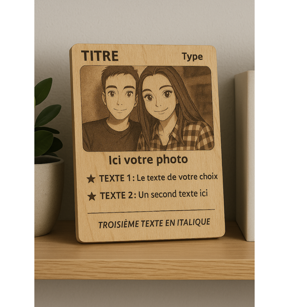 Carte personnalisée gravure sur bois